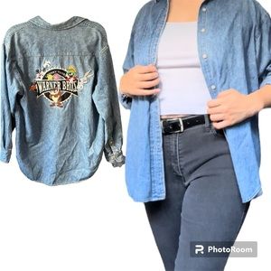90s Warner Bros Women’s blue Jean jacket